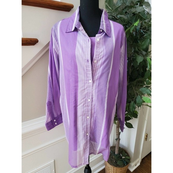 Roaman's 2- Button Down Top (20W)w/ Tank (1X) - Picture 5 of 12